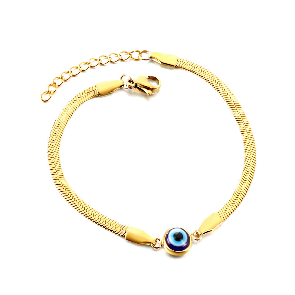 Stainless Steel Dark Blue Cat's Eye Stone Accessory Bracelet asonjewelry