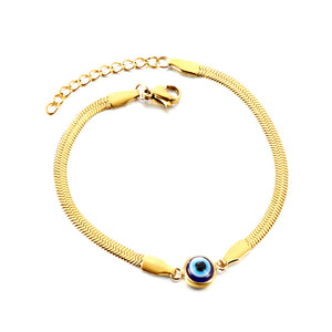 Stainless Steel Dark Blue Cat's Eye Stone Accessory Bracelet
