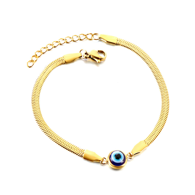 Stainless Steel Dark Blue Cat's Eye Stone Accessory Bracelet