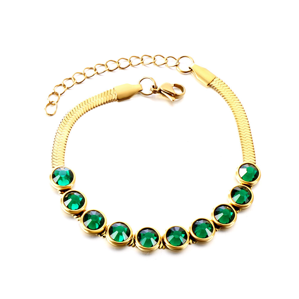 10 Green Round Connected Row Diamonds Accessories Bracelet asonjewelry