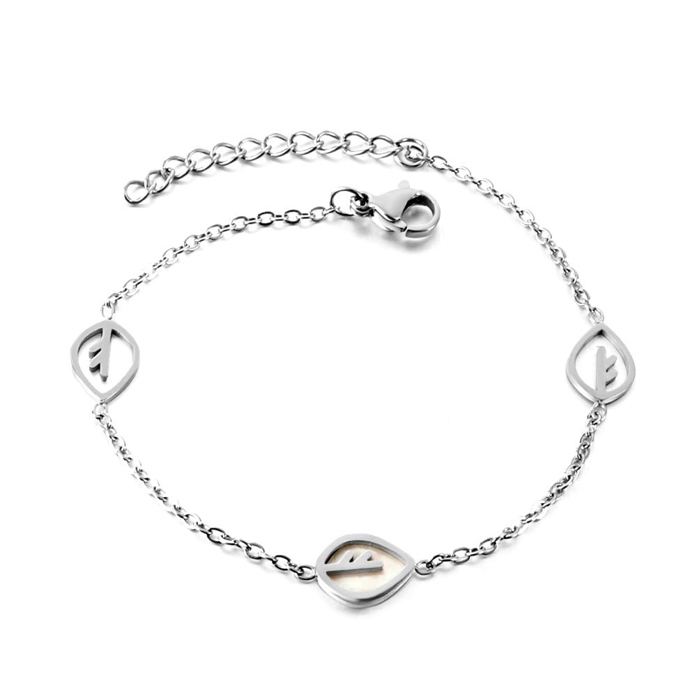 2 Leaves Hollow+A White Shell Leaves Accessories Bracelet asonjewelry
