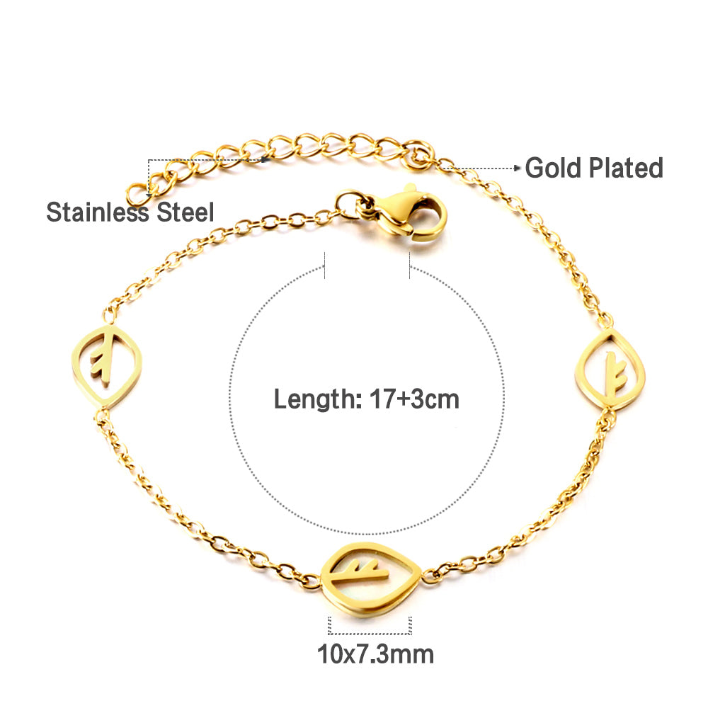 2 Leaves Hollow+A White Shell Leaves Accessories Bracelet asonjewelry