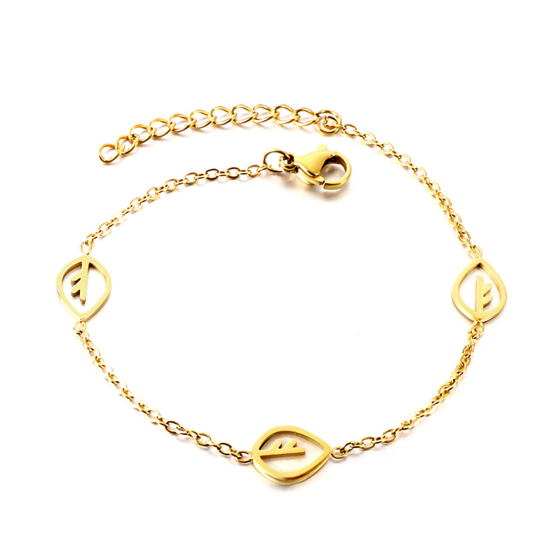 2 Leaves Hollow+A White Shell Leaves Accessories Bracelet