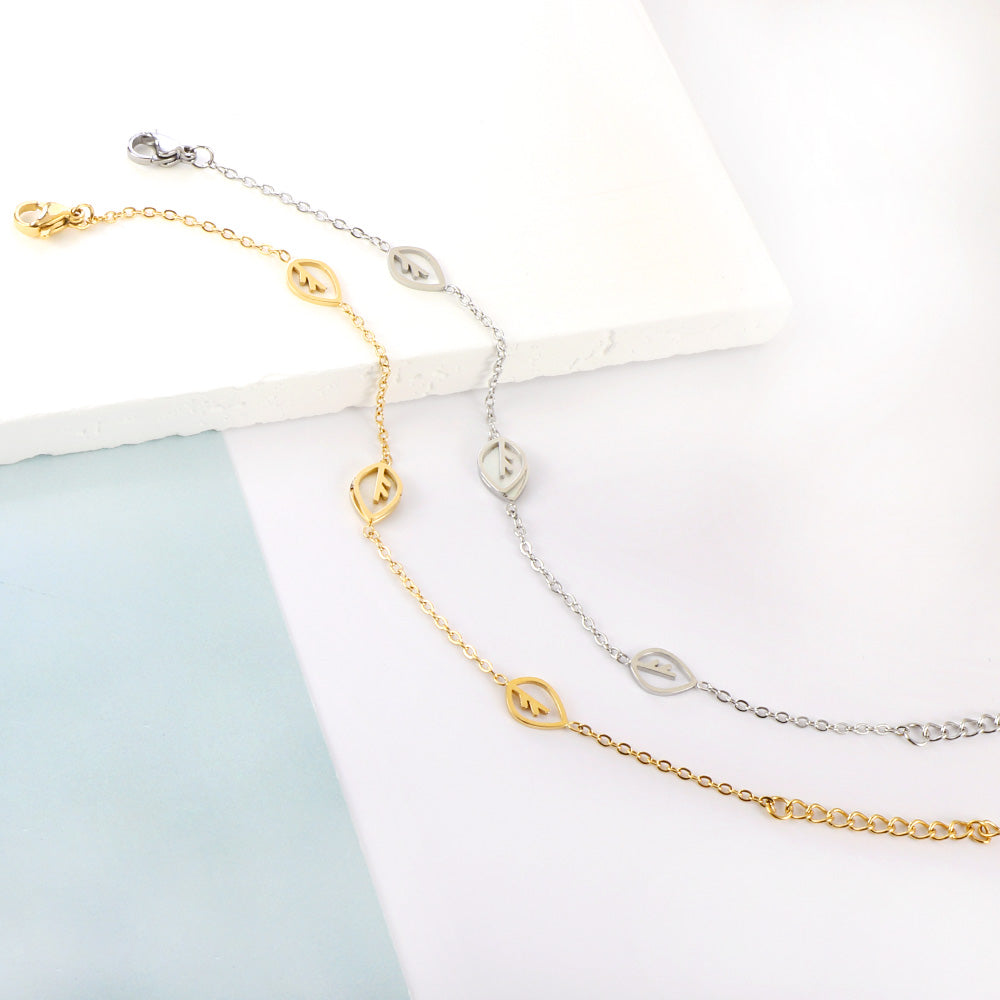 2 Leaves Hollow+A White Shell Leaves Accessories Bracelet asonjewelry