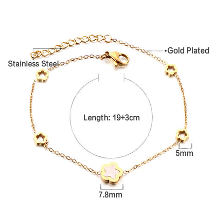 Wholesale New 4 Peach Blossoms Hollow+A White Shell Peach Blossom Accessories Bracelet asonjewelry