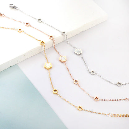 Wholesale New 4 Peach Blossoms Hollow+A White Shell Peach Blossom Accessories Bracelet asonjewelry