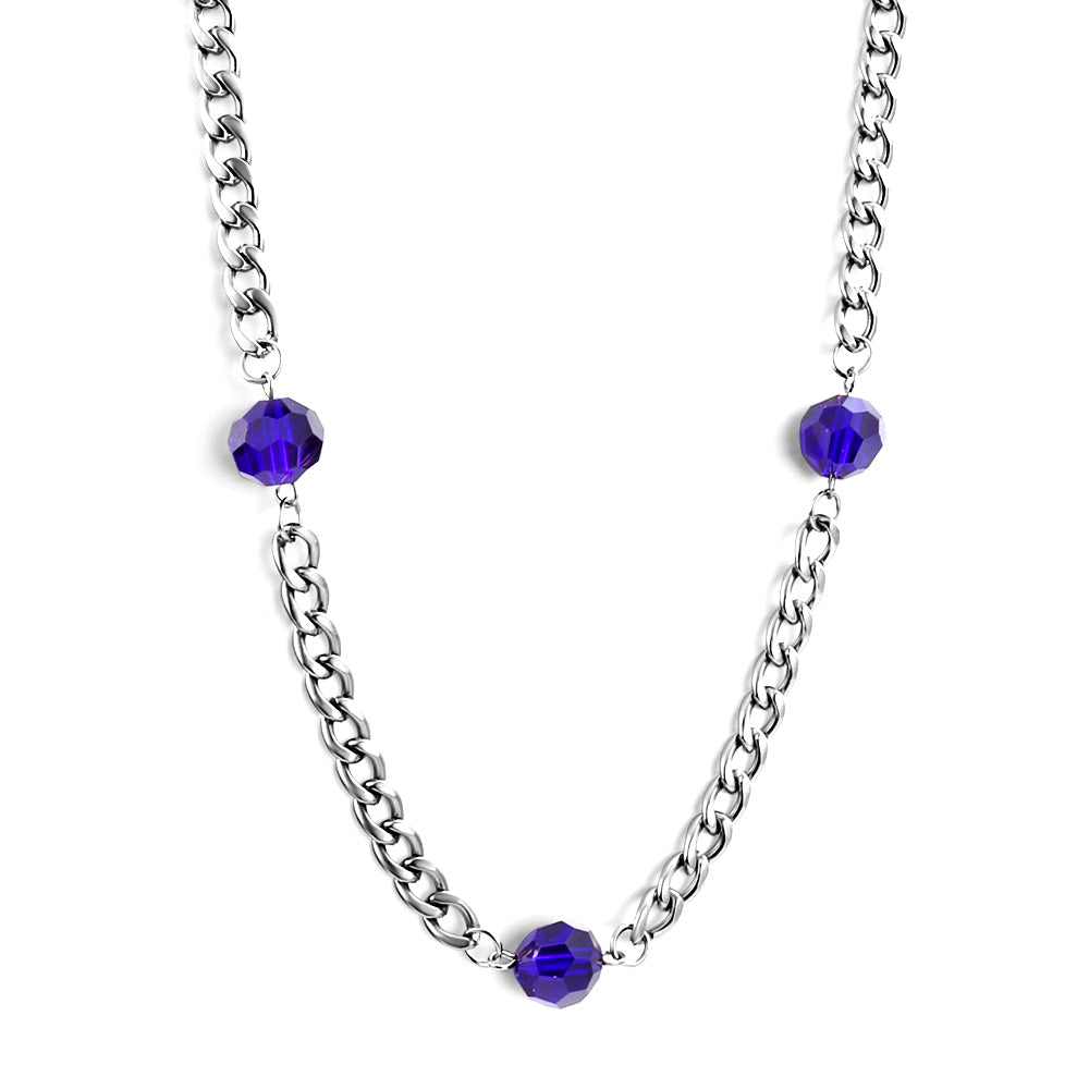 New Fashion 3 Irregular Round Dark Blue Diamonds Necklace asonjewelry