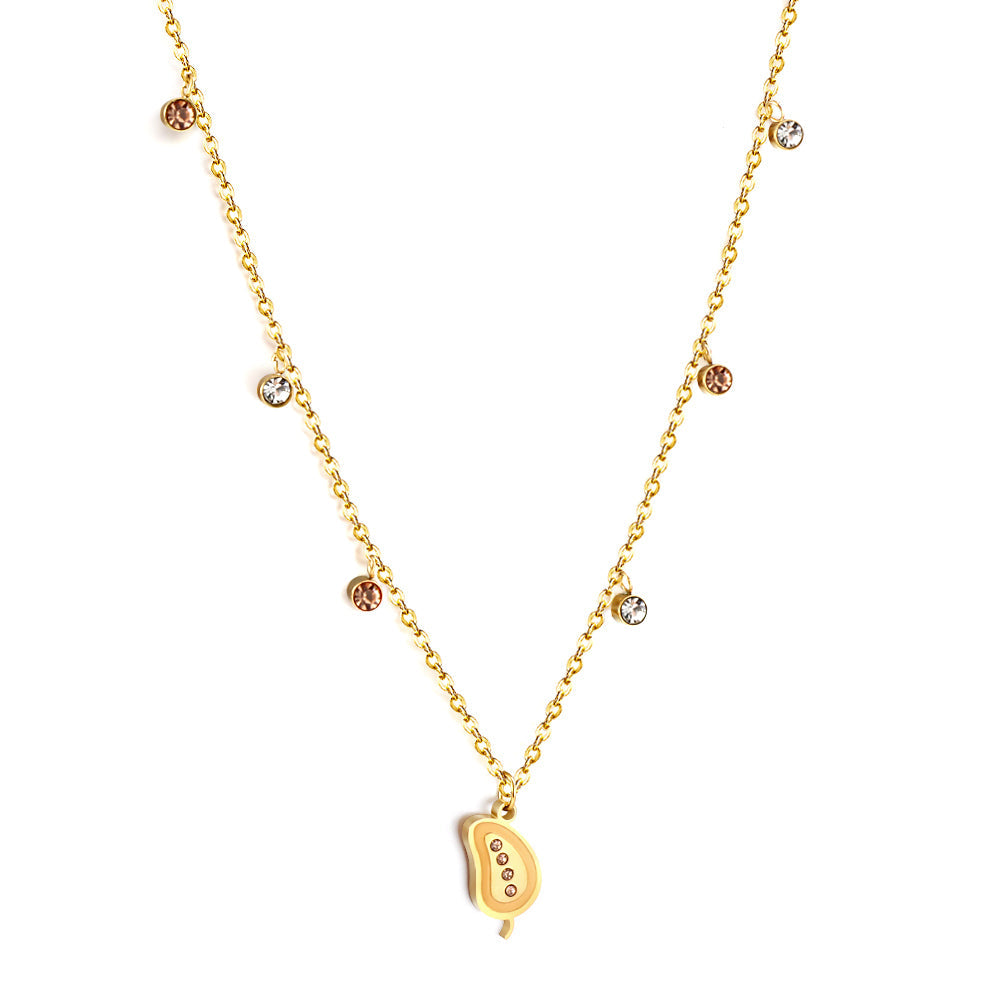 New 3 Champagne Diamonds+3 White Diamonds+Mango With Champagne Colored Diamond Necklace asonjewelry