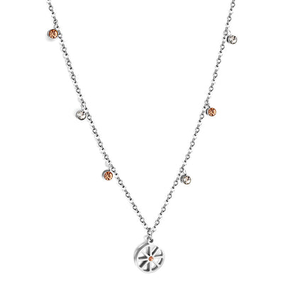 New 3 Champagne Diamonds+3 White Diamonds+Wheel Bone With Champagne Colored Diamond Necklace asonjewelry