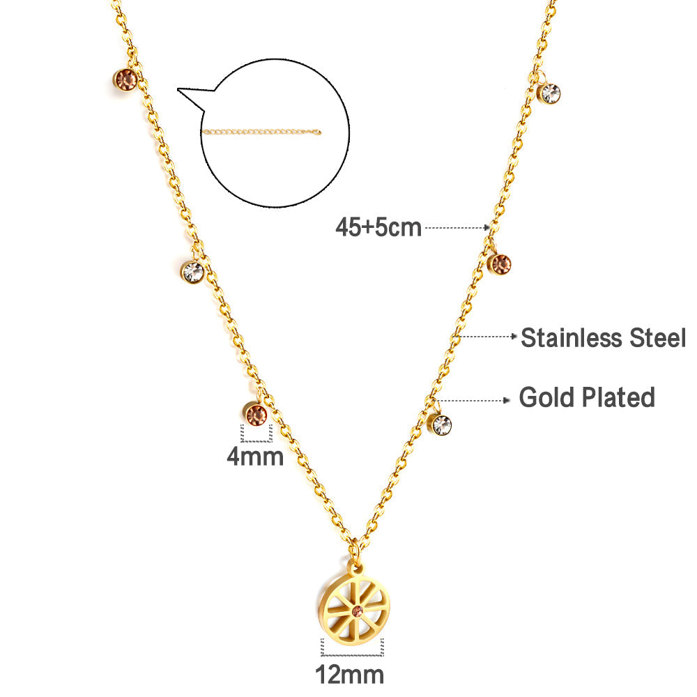 New 3 Champagne Diamonds+3 White Diamonds+Wheel Bone With Champagne Colored Diamond Necklace asonjewelry