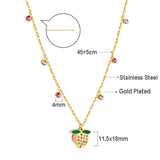 Nuevo 3 diamantes rosas + 3 diamantes blancos + melocotón con collar de diamantes de colores mezclados