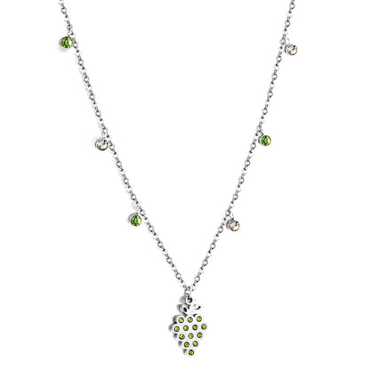 New 3 Green Diamonds + 3 White Diamonds + Grapes With Green Diamond Necklace asonjewelry