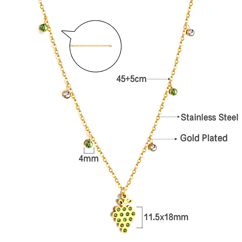 New 3 Green Diamonds + 3 White Diamonds + Grapes With Green Diamond Necklace asonjewelry