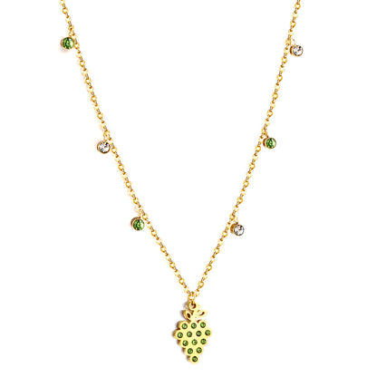 New 3 Green Diamonds + 3 White Diamonds + Grapes With Green Diamond Necklace asonjewelry