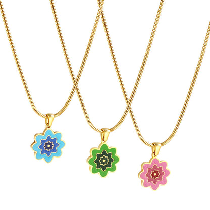 New Three -color Flowers Accessory Necklace For Women asonjewelry