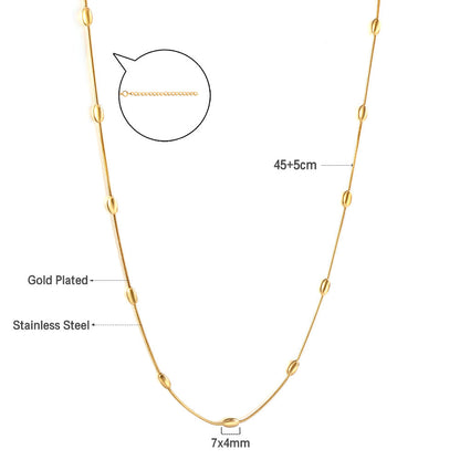 New Stainless Steel Fashion 11 Oval Steel Beads Necklace asonjewelry