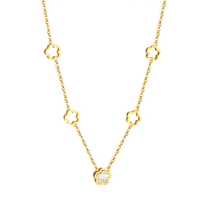 4 Hollow Peach Blossoms+Peach Blossom With White Shell Accessories Necklace asonjewelry