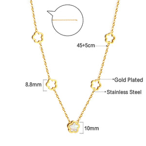 4 Hollow Peach Blossoms+Peach Blossom With White Shell Accessories Necklace