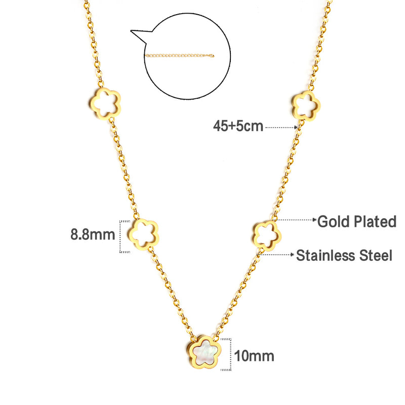 4 flores huecas de durazno + flor de durazno con collar de accesorios de concha blanca