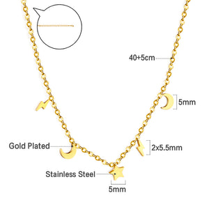 Nouvelle mode 1 étoile + 2 lunes + 2 éclairs accessoires collier