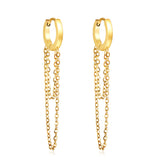 Boucles d'oreilles cercle en acier inoxydable avec double chaîne pour femme