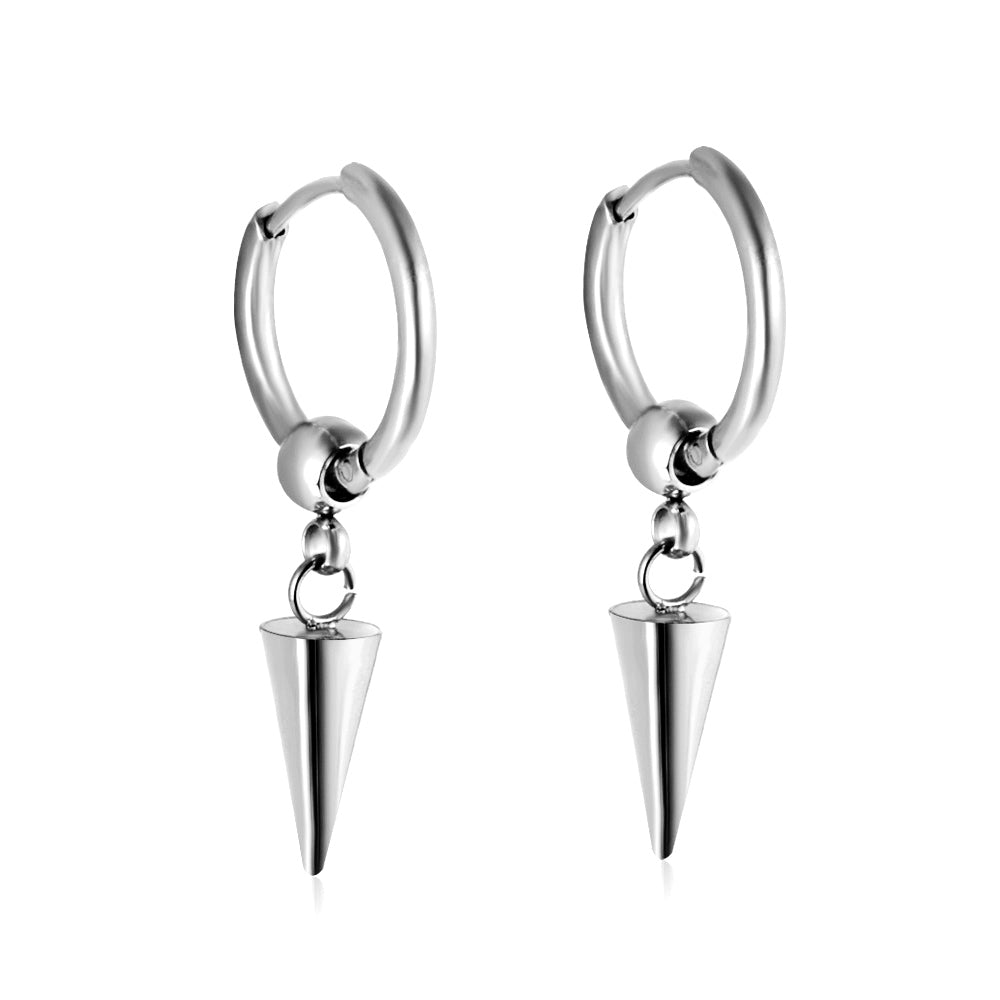 Stainless Steel Circle With Cone Earrings For Women asonjewelry