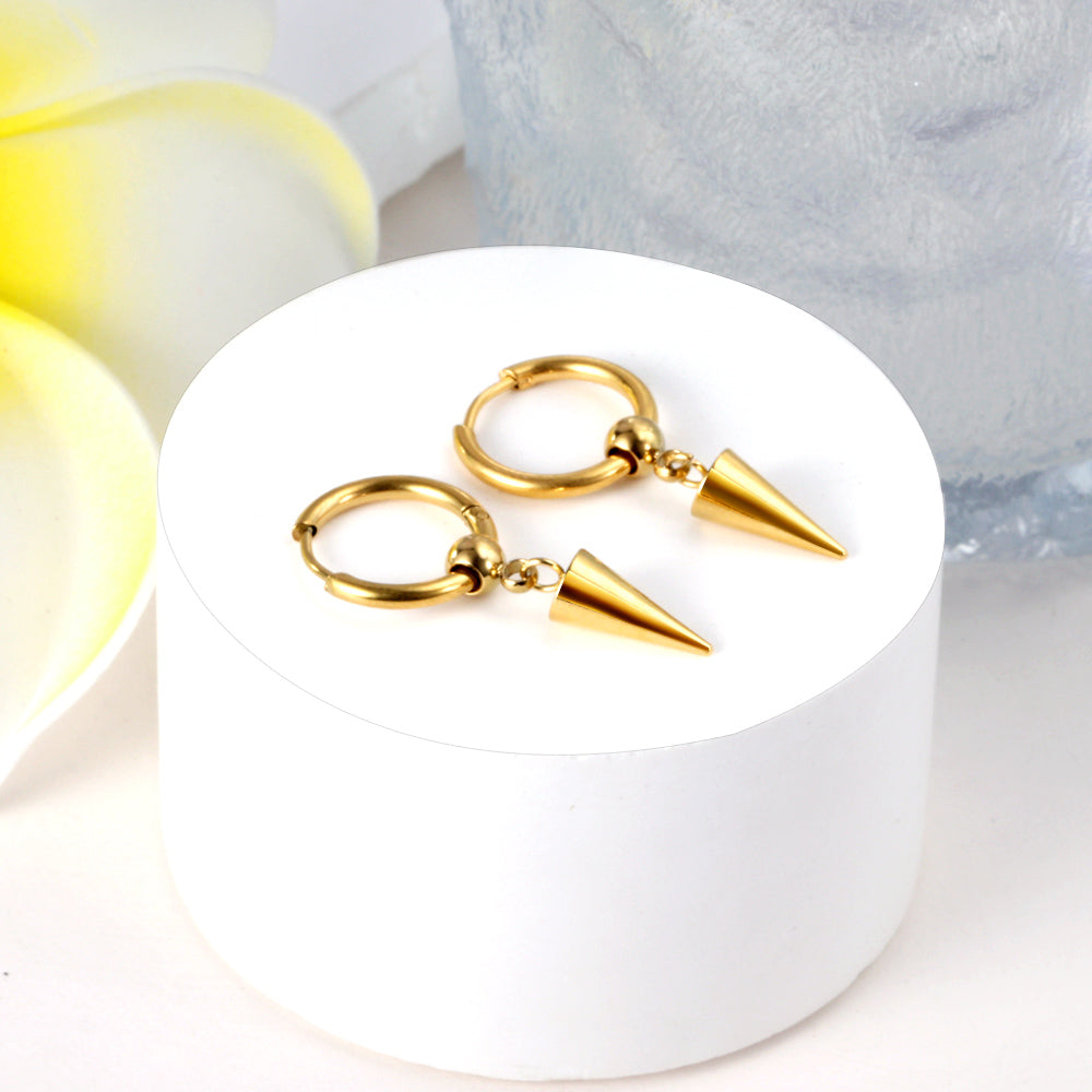 Stainless Steel Circle With Cone Earrings For Women asonjewelry