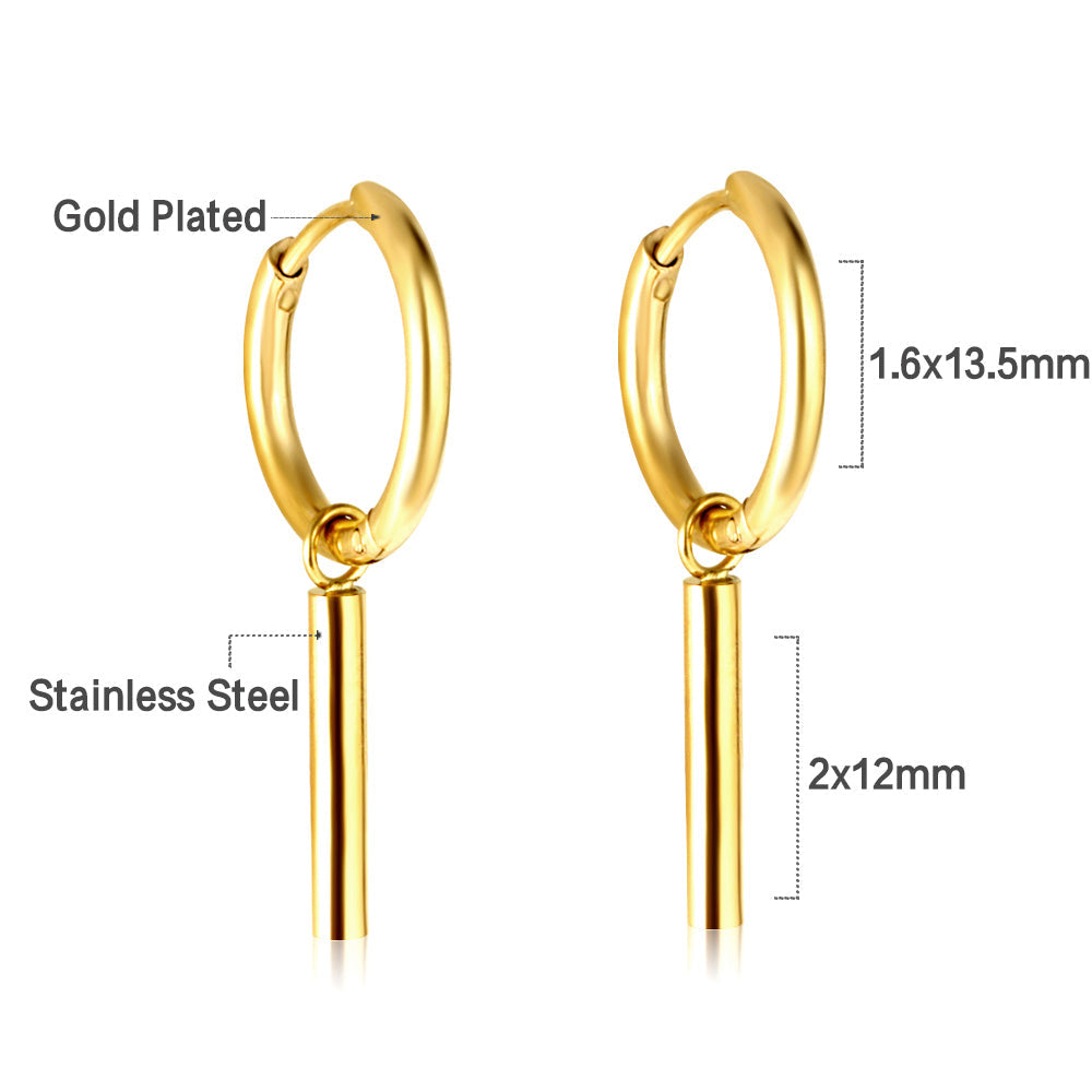 Stainless Steel Circle With Cylinder Earrings For Women asonjewelry