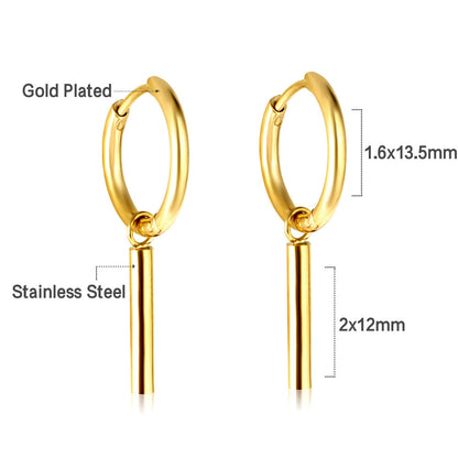 Stainless Steel Circle With Cylinder Earrings For Women asonjewelry