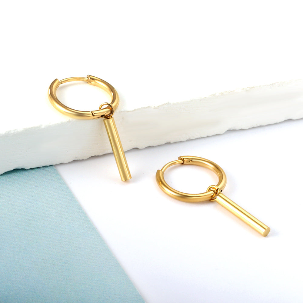 Stainless Steel Circle With Cylinder Earrings For Women asonjewelry