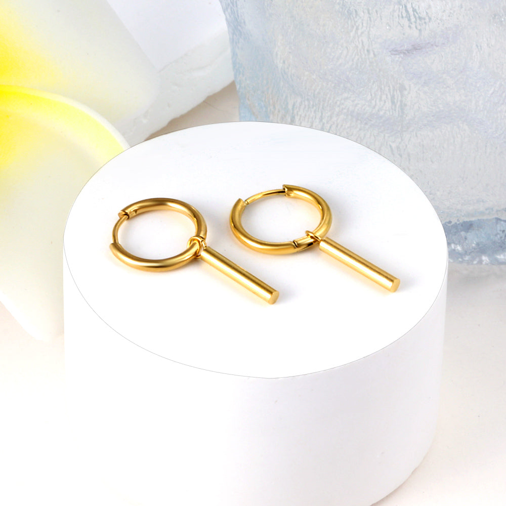 Stainless Steel Circle With Cylinder Earrings For Women asonjewelry
