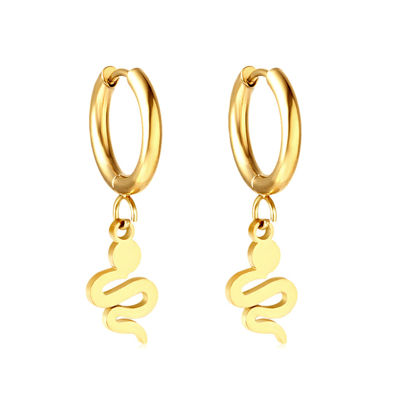 Pendientes circulares de acero inoxidable con forma de serpiente para mujer