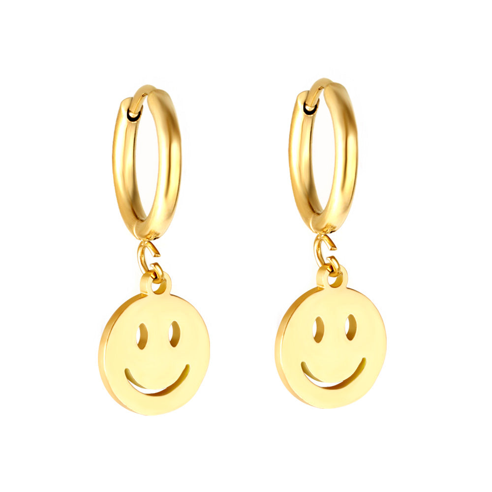 1.6x11mm Circle With Smiley Face Stud Earrings asonjewelry