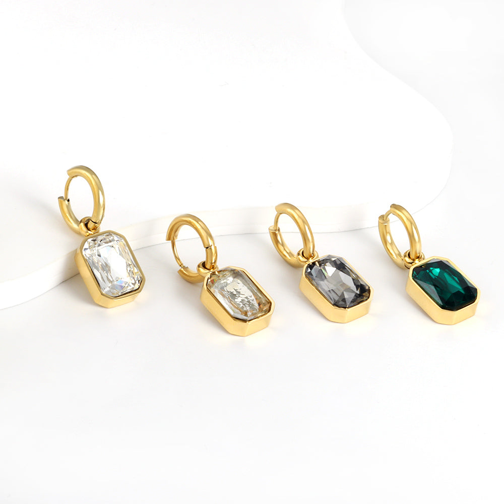 2.5x15mm Circle With White Diamonds, Black Diamonds, Champagne Diamonds, Green Diamonds Earrings asonjewelry