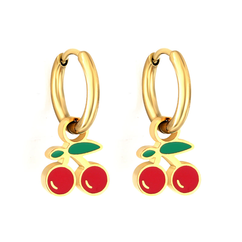 Nouveau Cercle 1.6x11mm avec boucles d'oreilles cerise rouge