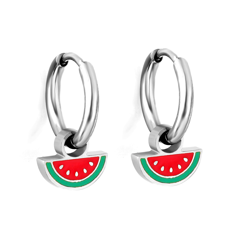 New 1.6x11mm Circle With Mixed Color Watermelon Earrings asonjewelry
