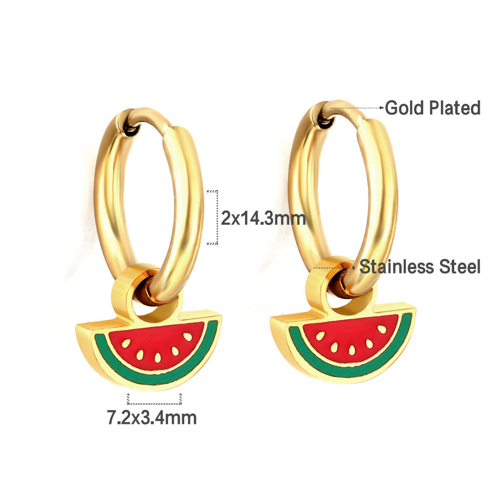 New 1.6x11mm Circle With Mixed Color Watermelon Earrings asonjewelry