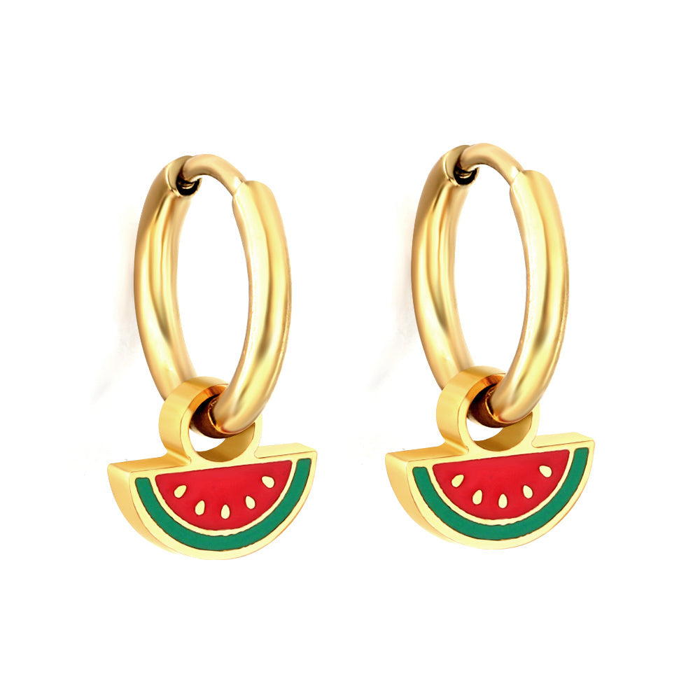 New 1.6x11mm Circle With Mixed Color Watermelon Earrings asonjewelry