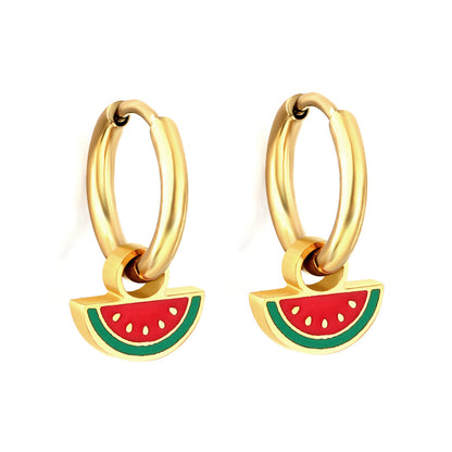 New 1.6x11mm Circle With Mixed Color Watermelon Earrings asonjewelry