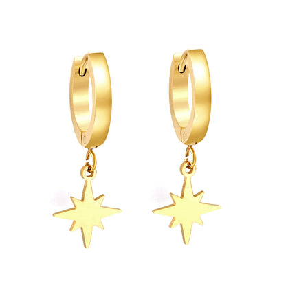 2023 New 1.6x11mm Circle with Lucky Star Earrings asonjewelry
