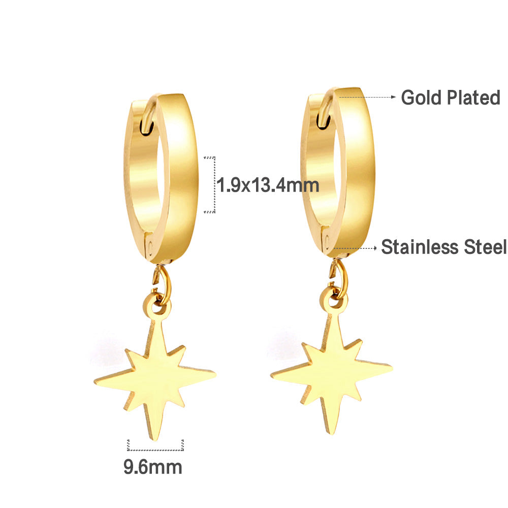2023 New 1.6x11mm Circle with Lucky Star Earrings asonjewelry