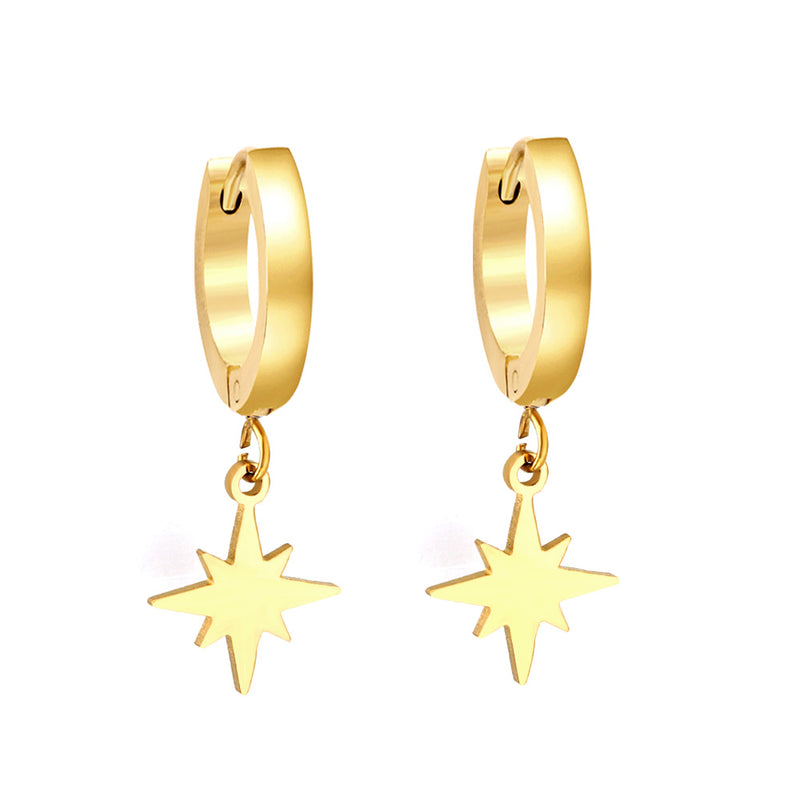 2023 Nuevo círculo de 1,6x11 mm con aretes de estrella de la suerte