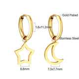 Boucles d'oreilles cercle avec lune et étoile, 1.6x11mm, nouveauté 2023