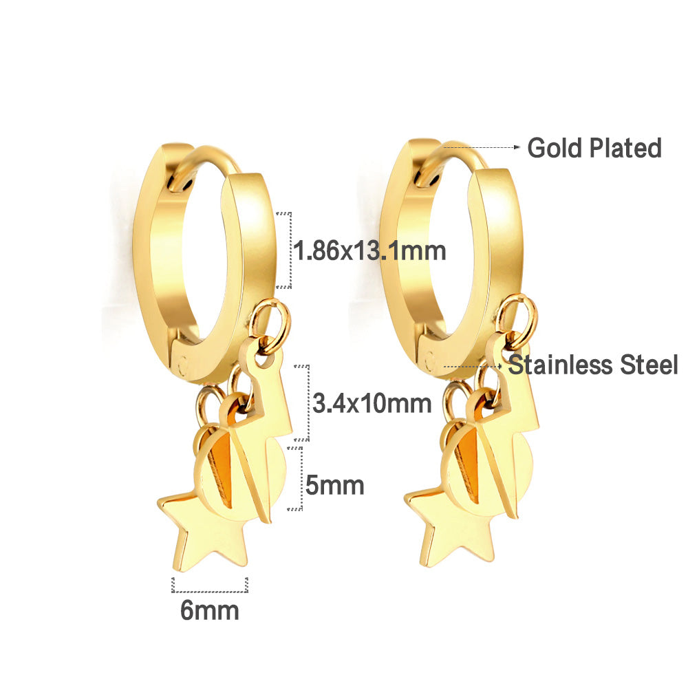 New Circle with Star + Round + Lightning Earrings asonjewelry