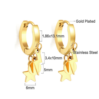 New Circle with Star + Round + Lightning Earrings asonjewelry