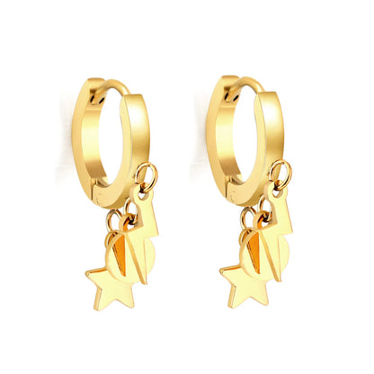 New Circle with Star + Round + Lightning Earrings asonjewelry
