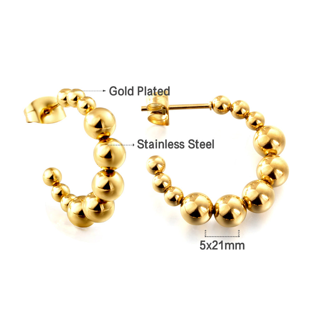 New Open Semicircle Size Steel Ball Earrings For Women asonjewelry