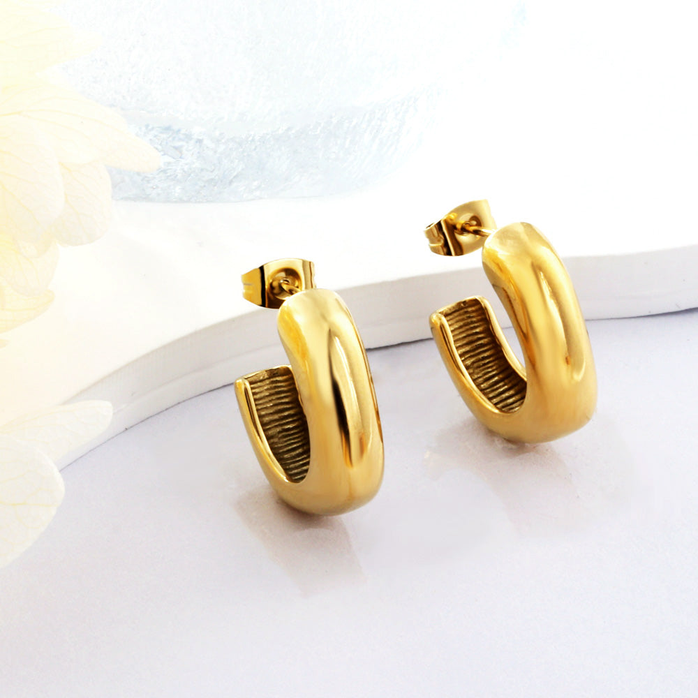 New Exquisite Fashion Open Square C Hoop Earrings asonjewelry