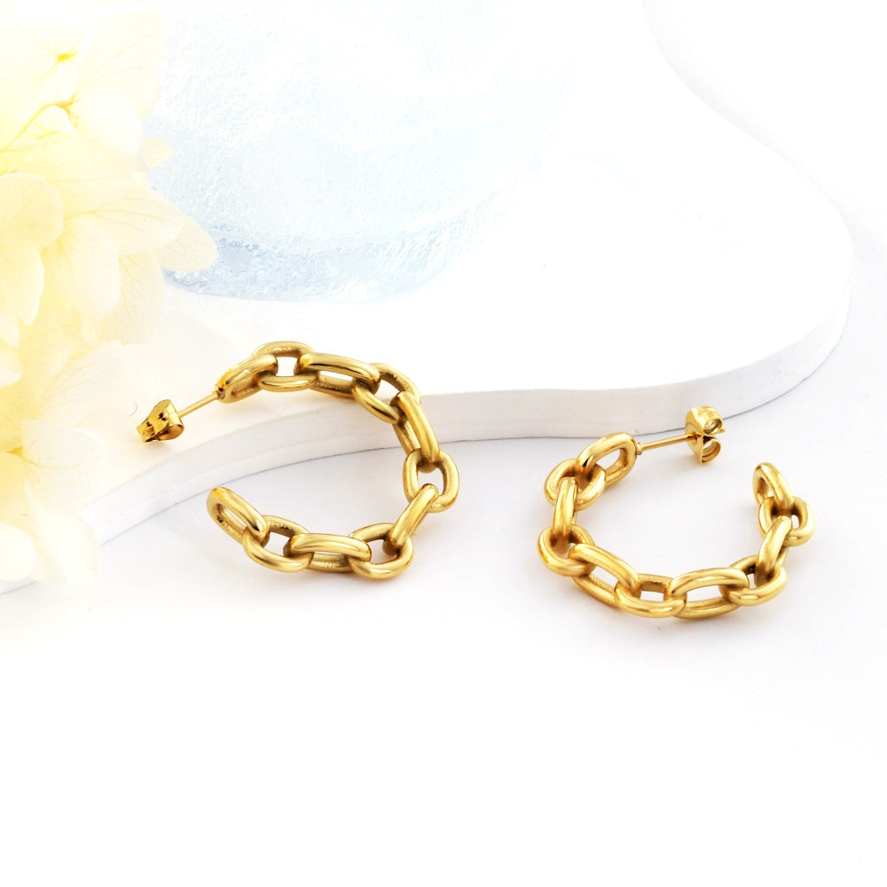 New Open Half Round Chain Earrings For Women asonjewelry