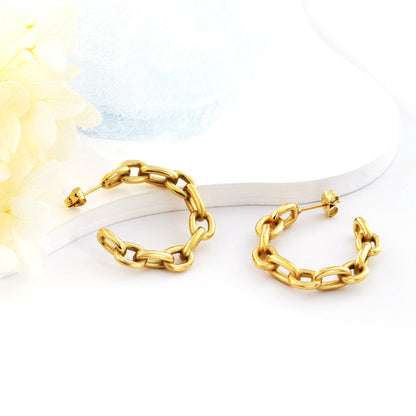 New Open Half Round Chain Earrings For Women asonjewelry